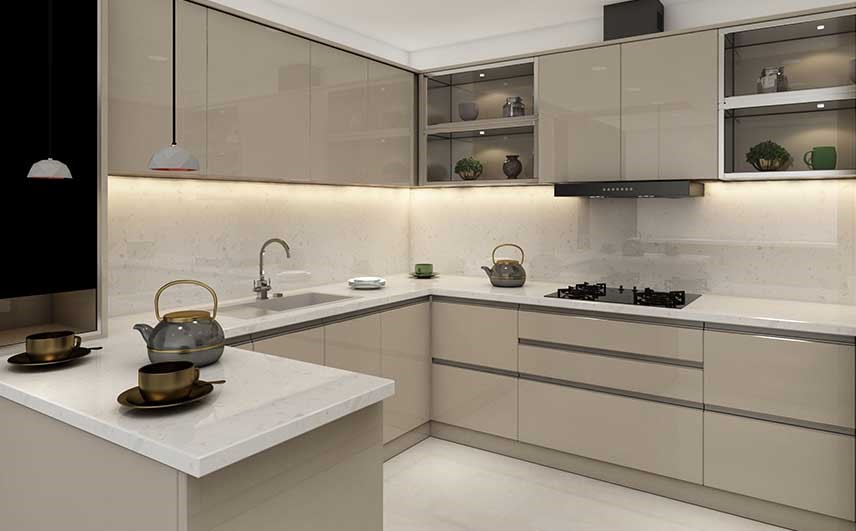 U-Shaped Modular Kitchen